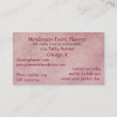 Feminine und elegante Party-Planner für Veranstalt Visitenkarte (Rückseite)