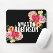Feminine Vintag Florals Peony Bold Text Mousepad (Mit Mouse)