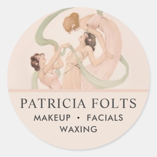 Feminine Vintag Nouveau Mayflies Runder Aufkleber (Vorderseite)