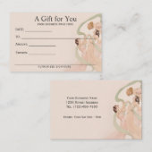 Feminine Vintage Jugendstil-Geschenkgutschrift Rabattkarte (Vorne/Hinten)