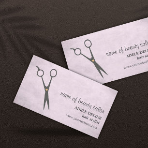 Feminine Vintage-Textur rosa Schere Friseur Visitenkarte