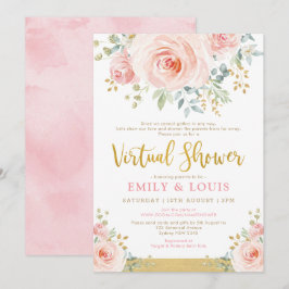 Feminine Virtual Baby Dusche Blush Pink Gold Rose Einladung