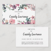 Feminine Wasserfarbe Handmade Visitenkarte (Vorne/Hinten)