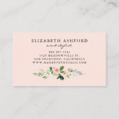 Feminine Wasserfarbe Rosa Pfirsich Blumengarten Visitenkarte (Rückseite)