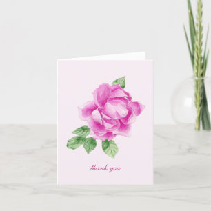 Feminine Wasserfarbe Rosa Rose Dankeskarte
