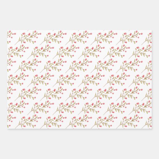 Feminine Wasserfarben Rose Geschenkpapier Set (Vorderseite 3)