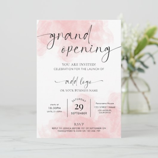 Feminine Wasserfarbene Ristorante La Lanchetta Einladung (Stehend Vorderseite)