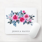 Feminine Wasserfarbenfloral mit Ihrem Namen Mousepad (Mit Mouse)