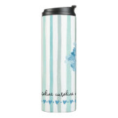 Feminine Watercolor Blue Streifen Thermosbecher (Nach links gedreht)
