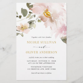 Feminine Watercolor Blush Blume Hochzeit einladen