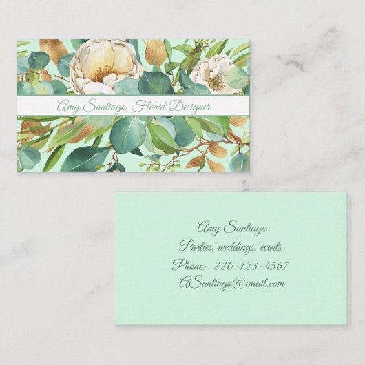 Feminine Watercolor Floral Business Card Visitenkarte (Vorne/Hinten)