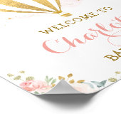 Feminine Watercolor Floral Hot Air Ballon Party Poster (Ecke)