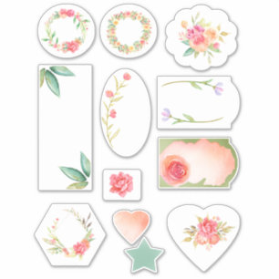 Feminine Watercolor Floral Scrapbook Aufkleber