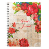 Feminine Watercolor Garden Blume Journal Notizblock (Vorderseite)