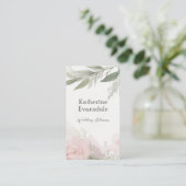 Feminine Watercolor Pink Peonies Wedding Planner Visitenkarte (Stehend Vorderseite)