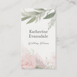 Feminine Watercolor Pink Peonies Wedding Planner Visitenkarte