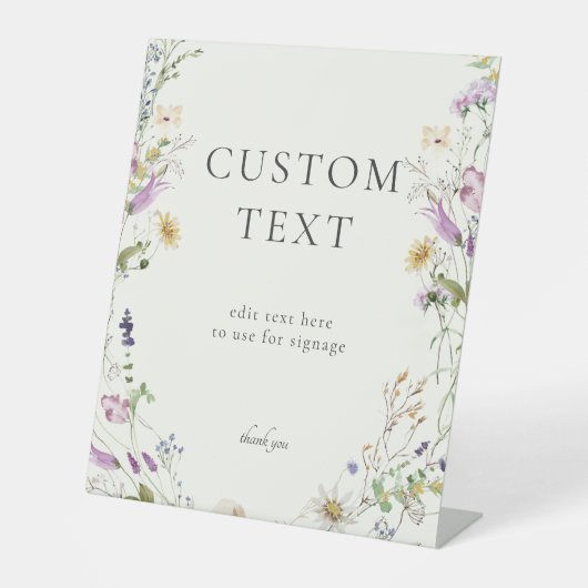 Feminine Wildblume Bridal Custom Sign Sockelschild (Vorderseite)