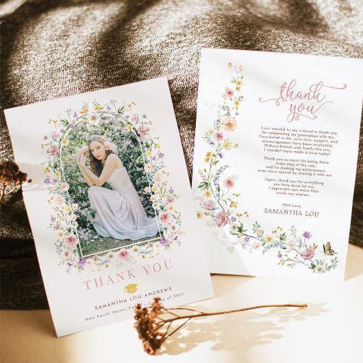 Feminine Wildblume Meadow Abschluss Foto Dankeskarte