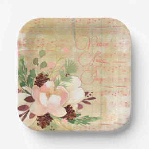 Feminine Winter Bouquet in Blush Pink Weihnachten Pappteller