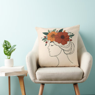 „Feminine Woman Line Art Zierkissen“ Kissen
