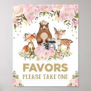 Feminine Woodland bevorzugt Kinderdusche Poster