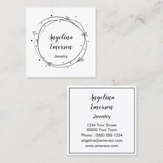 Feminine Wreath Handmade Quadratische Visitenkarte (Vorne/Hinten)