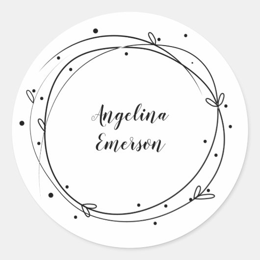 Feminine Wreath Handmade Runder Aufkleber (Vorderseite)