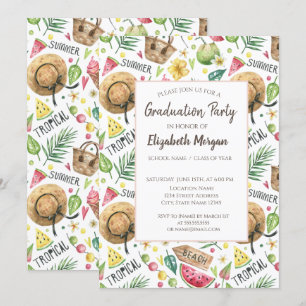 Femininer bunter Strand Relax Graduationsparty Einladung