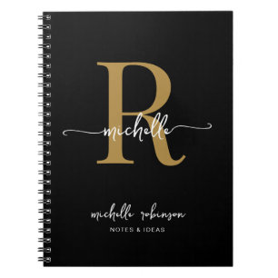 Femininer Eleganter Chic Schwarzes Gold Schrift Mo Notizblock