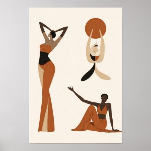 Femininer Fluss | Moderne abstrakte Frauenfiguren- Poster (Vorne)