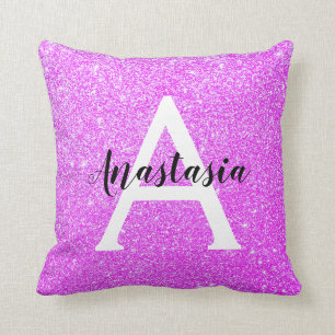 Femininer Glamour violetter Glitter Funkeln Monogr Kissen