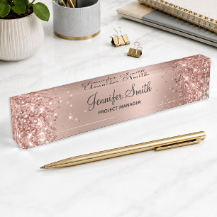 Femininer Glitzernder Roségold-Glamour-Gradient Namensplakette