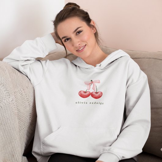 Femininer Kapuzenpullover Rot & Rosa Kirschherz-Sc Hoodie