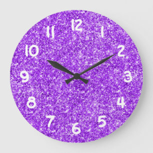 Femininer lila falscher Glitter-Foto Große Wanduhr