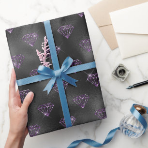 Femininer lila funkelnder glitzernder schwarzer Di Geschenkpapier