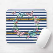 Femininer moderner Chic Schmetterlinge Streifen Mousepad (Mit Mouse)