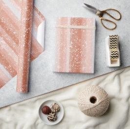 Femininer Pfirsich-Rouge Weiße Glitter-Musterung Geschenkpapier