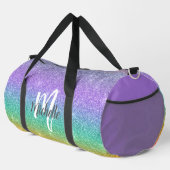 Femininer Regenbogen-Faux-Glitter-Monogramm-Name-S Duffle Bag (Rechte Ecke)