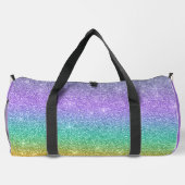 Femininer Regenbogen-Faux-Glitter-Monogramm-Name-S Duffle Bag (Rückseite)