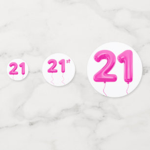 Femininer Rosa 21. Geburtstag Ballon Tisch Konfett Konfetti