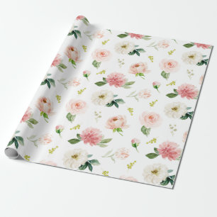 Femininer Rosa Blüten-Wasserfarbmuster Geschenkpapier
