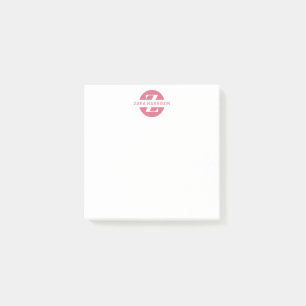Femininer rosa Kreis Name Geschäftsmonogramm Post-it Klebezettel