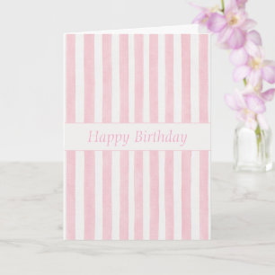 Femininer Rosa Weiß Streifen Geburtstag Karte