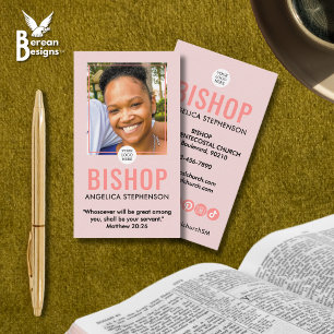 Femininer Rosé-Toner Foto QR Logo Kirche Bischof Visitenkarte