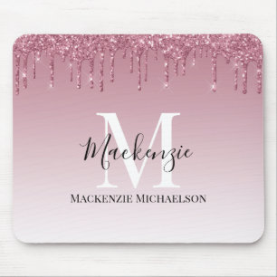 Femininer Roségold-pink-glitzer Monogramm-Name Mousepad