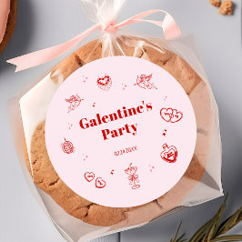 Femininer roter Galentine-Party-Schatz Runder Aufkleber
