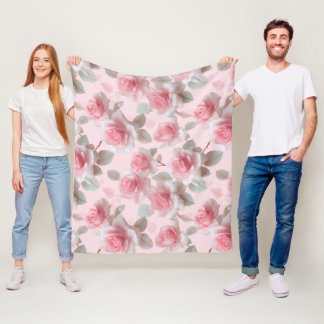 Feminines Babyrosa Weißes Blumenmuster Fleecedecke