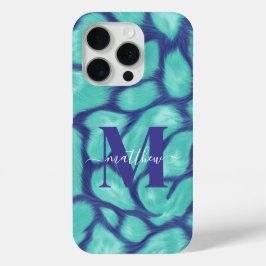 Feminines Blau & Türkis Leopard Tierdruck Custom Case-Mate iPhone Hülle