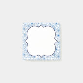Feminines blaues Blumenmuster, leer Post-it Klebezettel (Vorderseite)