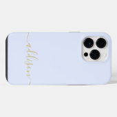 Feminines blaues Monogramm moderne Schrift persona iPhone Hülle (Rückseite (Horizontal))